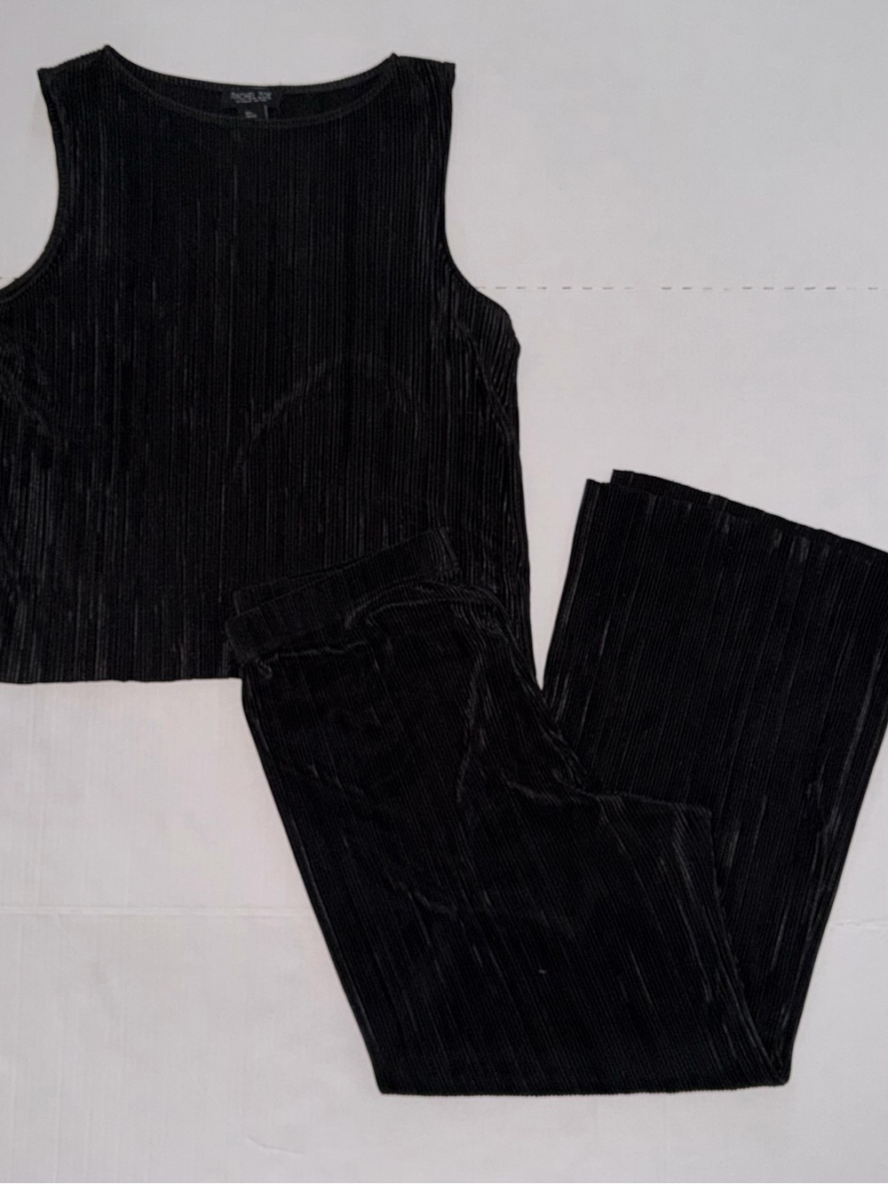 Rachel Zoe Black Velvet Sleeveless Top & Wide-Leg Pants Set